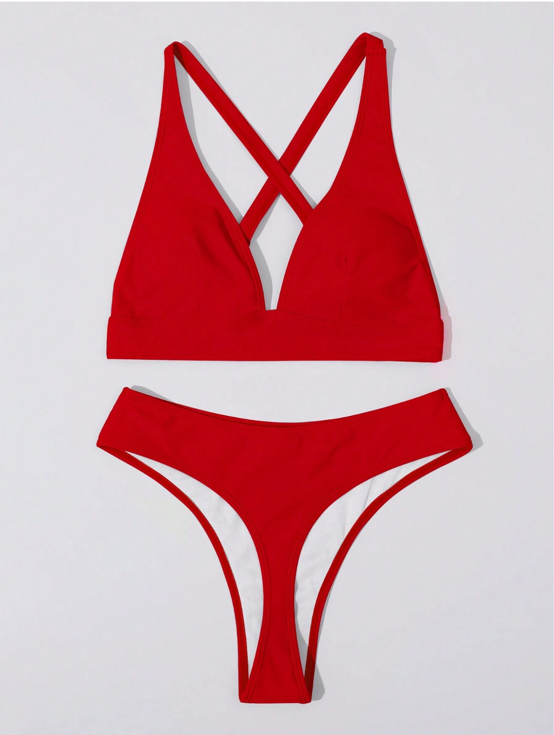 Nishepu Swim Summer Beach Solid Color Bikini Set Music Festival