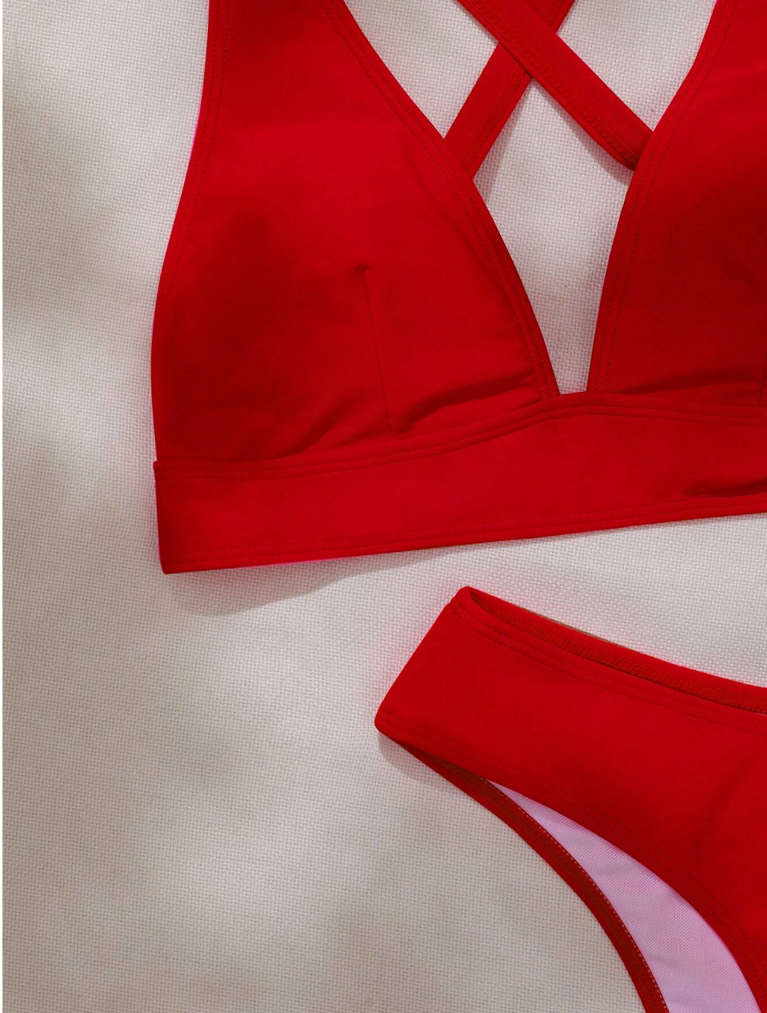 Nishepu Swim Summer Beach Solid Color Bikini Set Music Festival